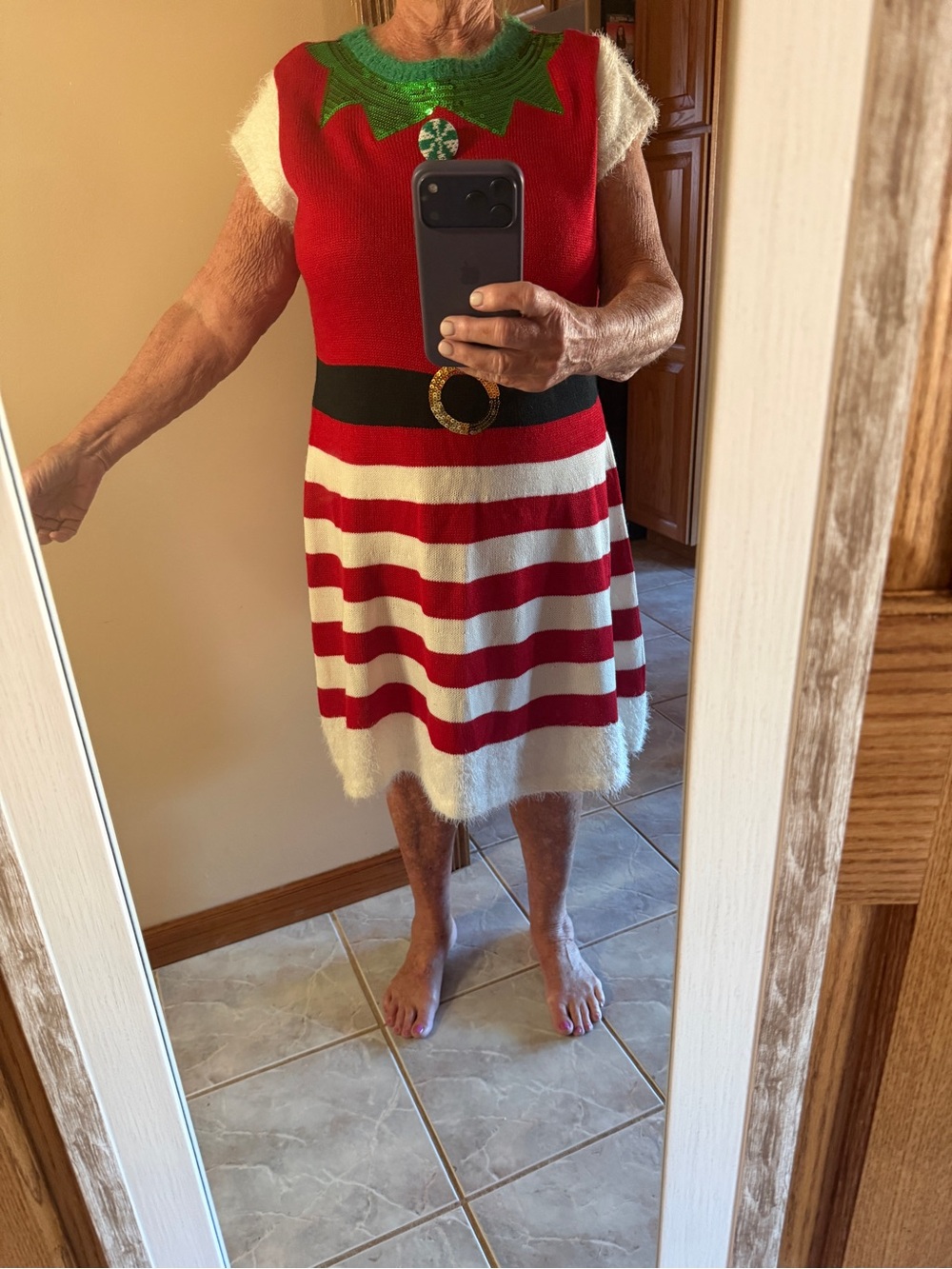 NWT XL Red & White Holiday Stripe Knit Dress